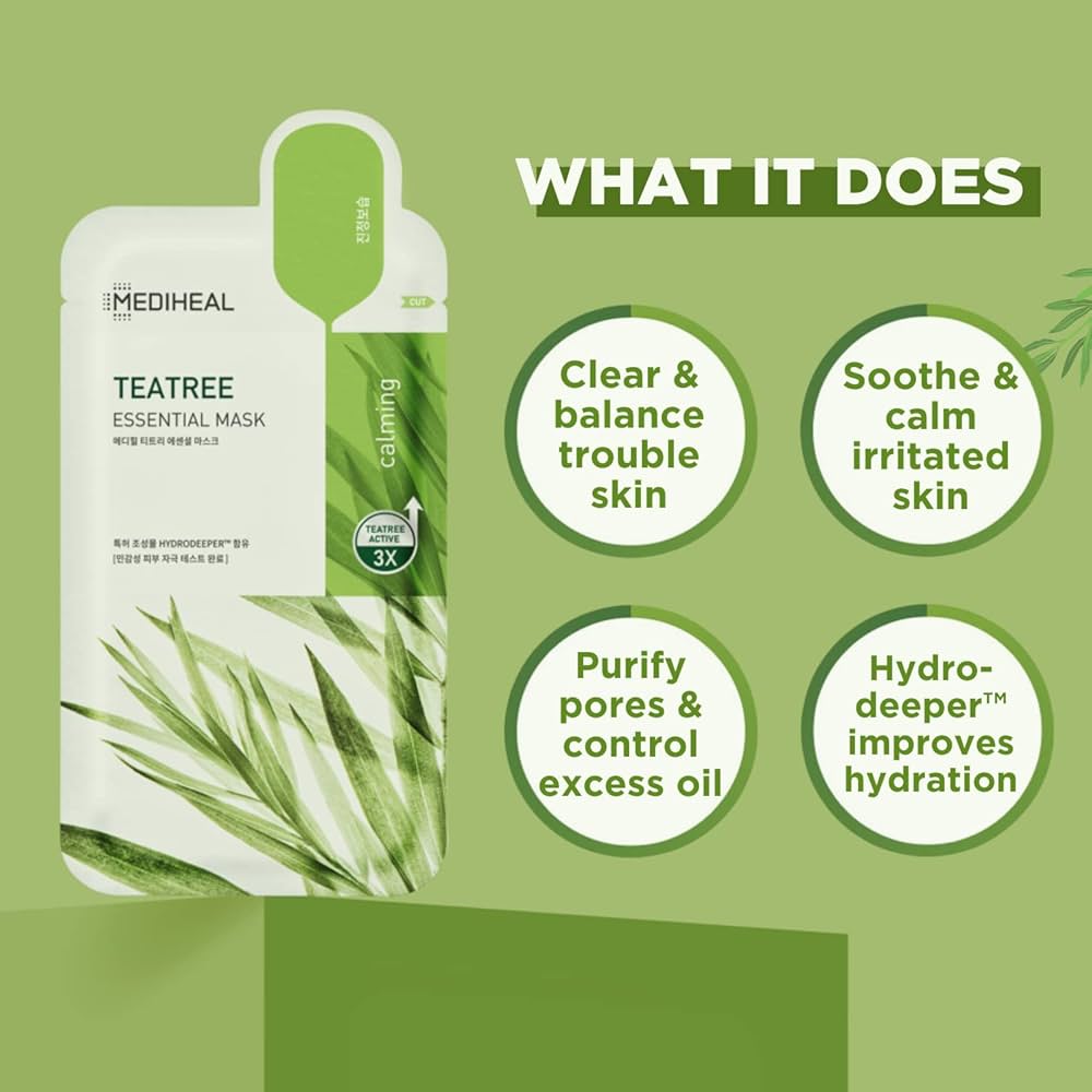 Mediheal - Tea Tree Essential Mask Sheet Calming Moisturizing (10+1 Pcs)